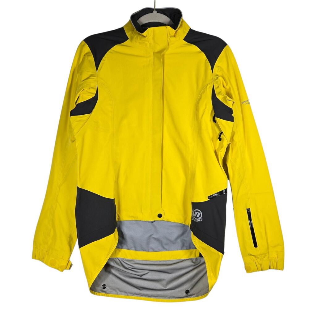 REI Novara Jacket Mens Small Yellow Black Cycling Wind Rain Reflective Bike Ride